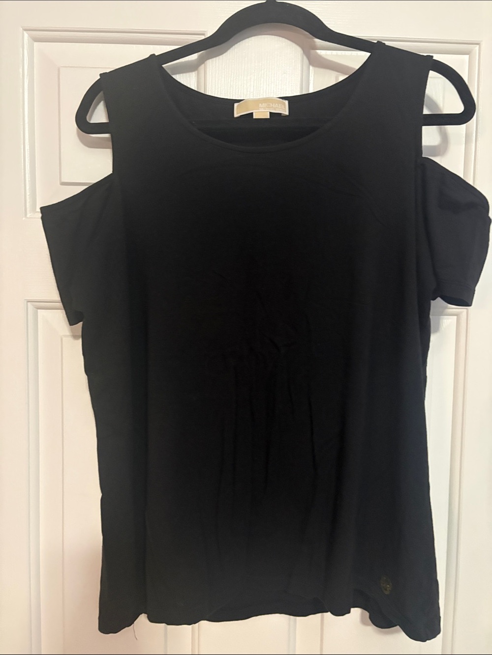 Michael Kors Black Cold-Shoulder Short Sleeve Top